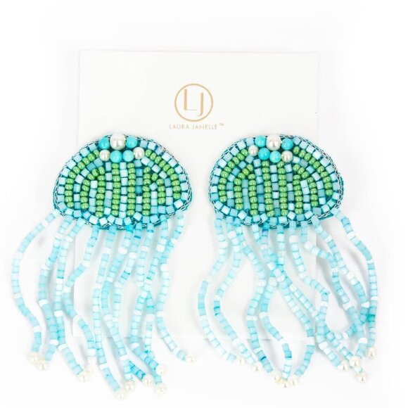Aqua Jellyfish Earrings - Picture 1 of 1